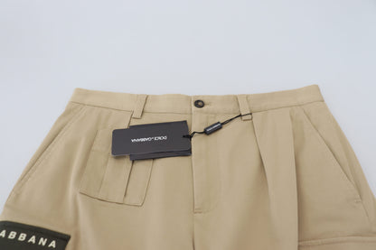 Dolce & Gabbana Men's Beige Cotton Cargo Bermuda Shorts