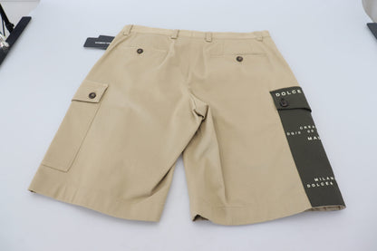 Dolce & Gabbana Men's Beige Cotton Cargo Bermuda Shorts