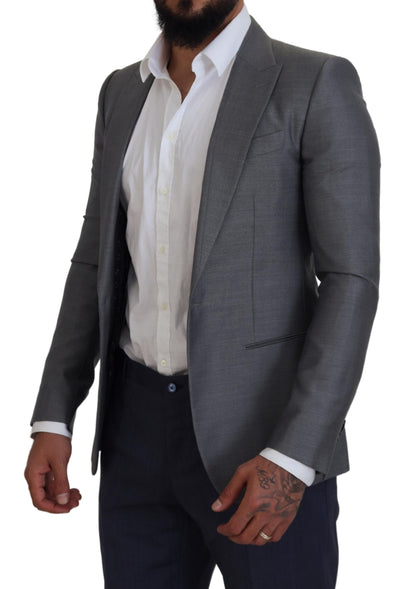 Dolce & Gabbana Men's Gray Wool Silk Slim Fit Jacket Blazer