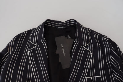 Dolce & Gabbana Men's Blue Striped Silk Pajama Shirt Jacket