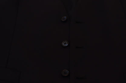 Dark Blue Wool Stretch Waistcoat Formal Vest