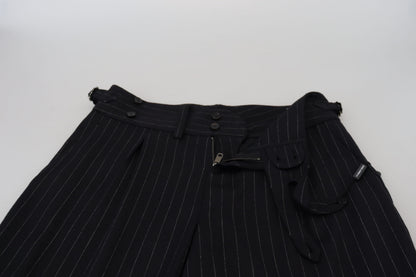 Dolce & Gabbana Men's Black Wool Striped Chino Pants