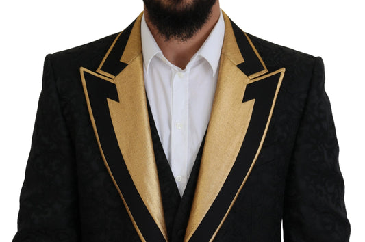 Dolce & Gabbana Men's Black Gold Fantasy Tuxedo Slim Fit Suit