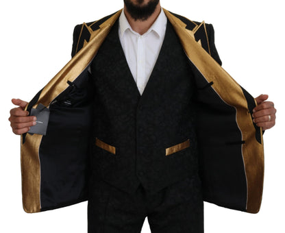Dolce & Gabbana Men's Black Gold Fantasy Tuxedo Slim Fit Suit