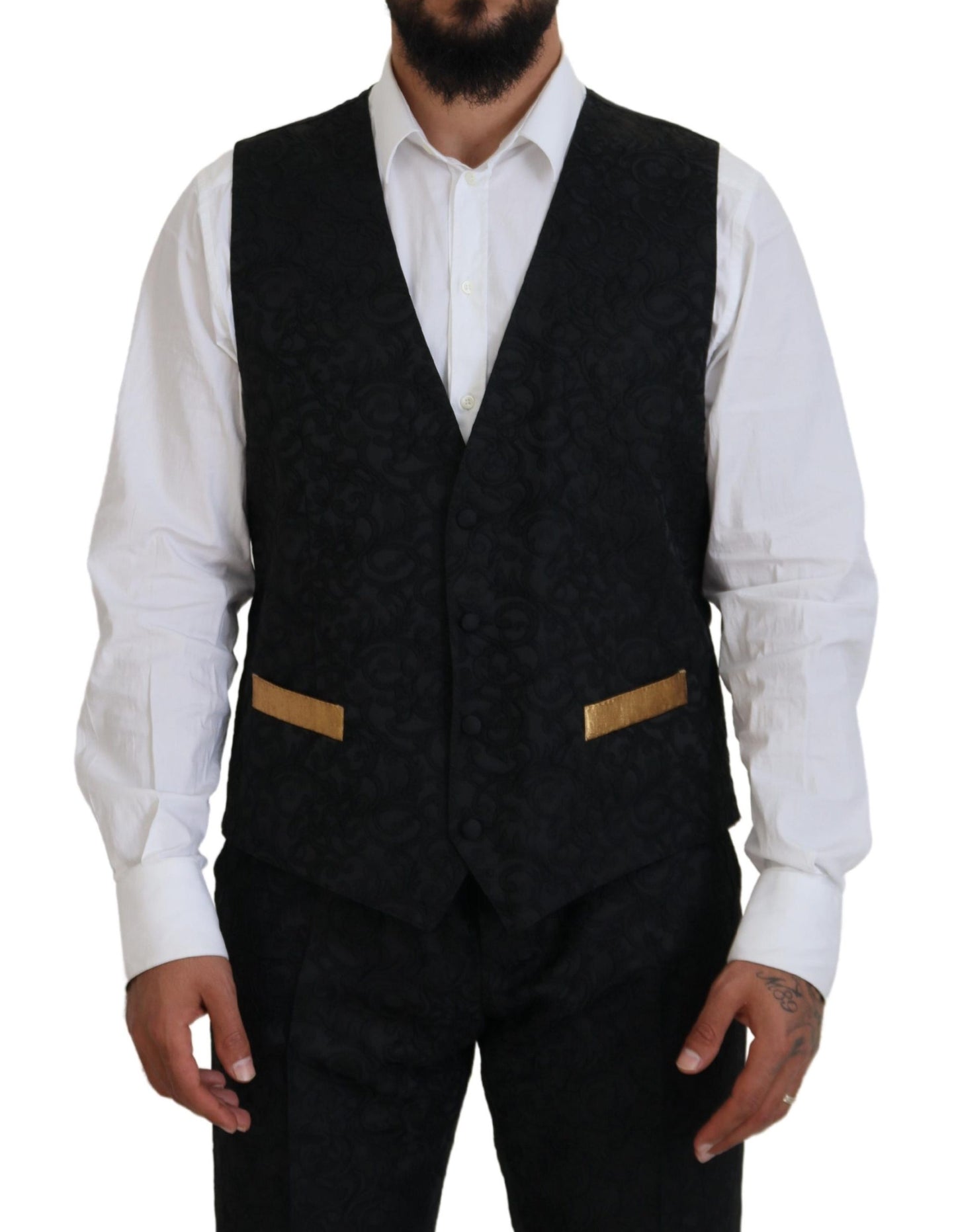 Dolce & Gabbana Men's Black Gold Fantasy Tuxedo Slim Fit Suit