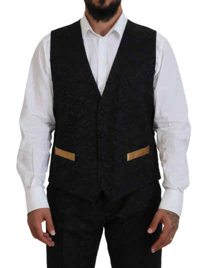 Dolce & Gabbana Men's Black Gold Fantasy Tuxedo Slim Fit Suit