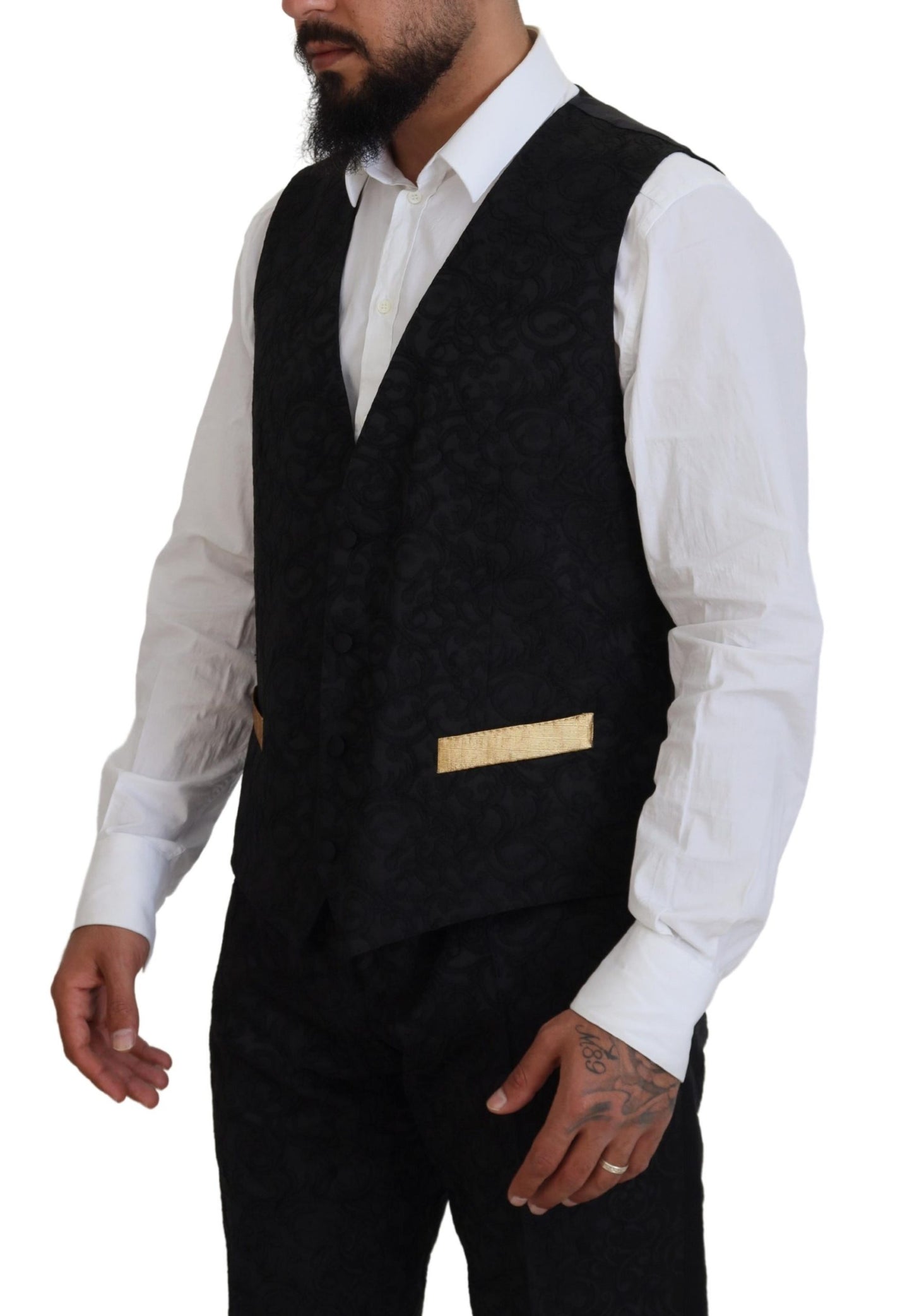 Dolce & Gabbana Men's Black Gold Fantasy Tuxedo Slim Fit Suit