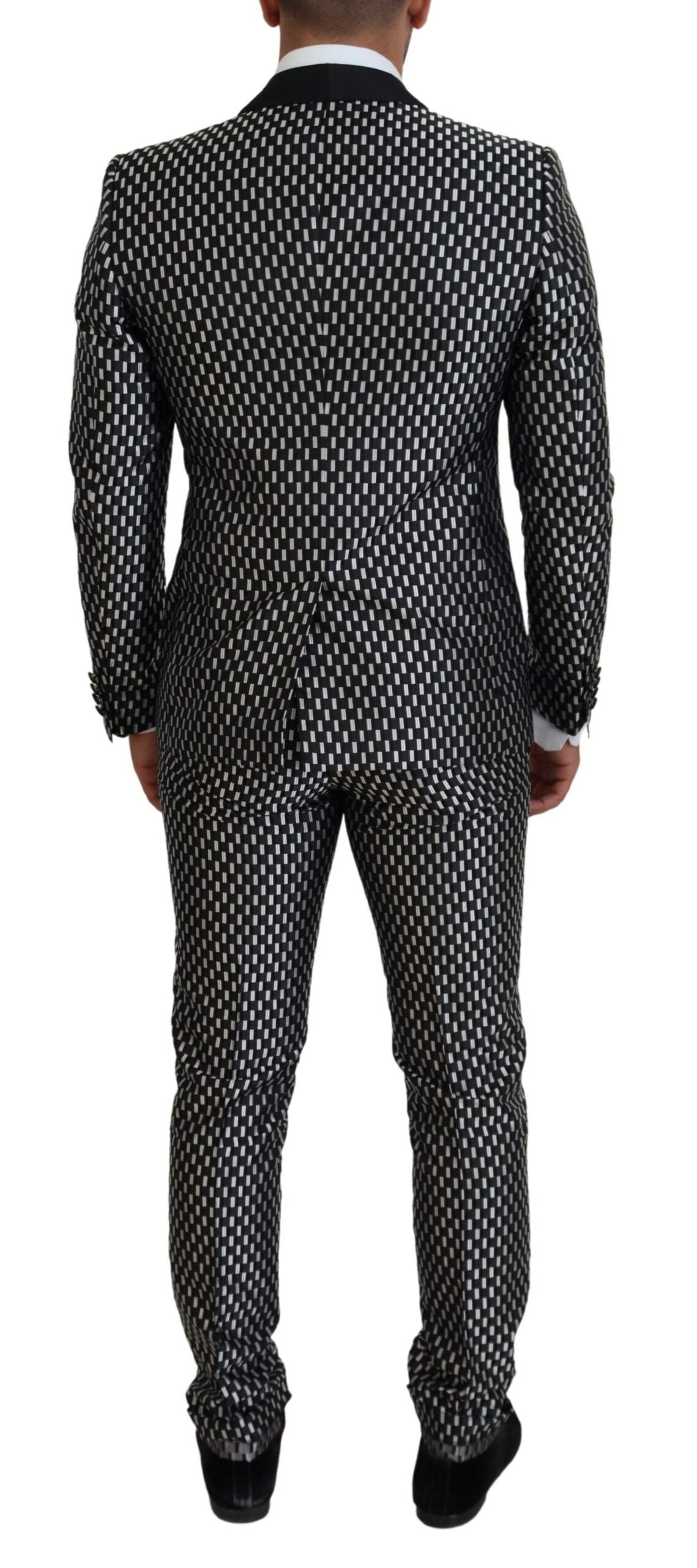 Dolce & Gabbana Men's Black White Silk MARTINI Slim Fit Suit