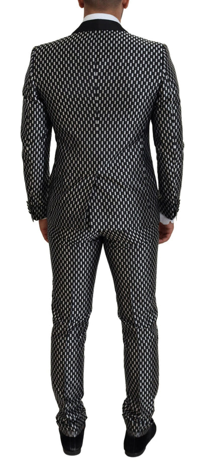 Dolce & Gabbana Men's Black White Silk MARTINI Slim Fit Suit