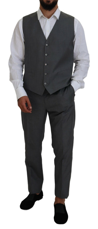 Dolce & Gabbana Men's Gray MARTINI 3 Piece Slim Fit Suit