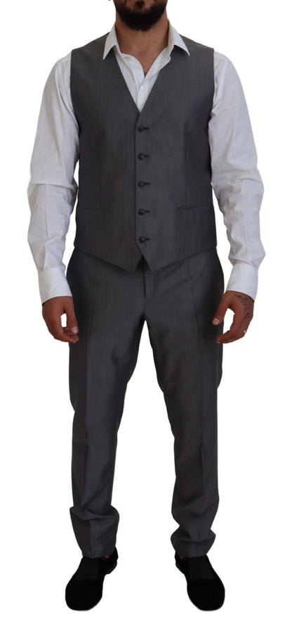 Dolce & Gabbana Men's Gray SICILIA 3 Piece Slim Fit Suit