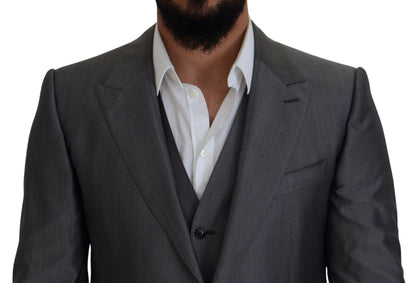 Dolce & Gabbana Men's Gray SICILIA 3 Piece Slim Fit Suit