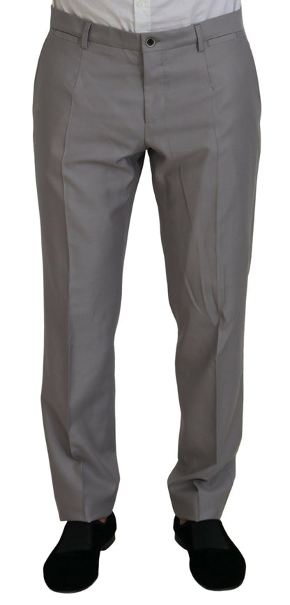 Dolce & Gabbana Men's Silver Wool Silk 3 Piece Slim Fit Suit