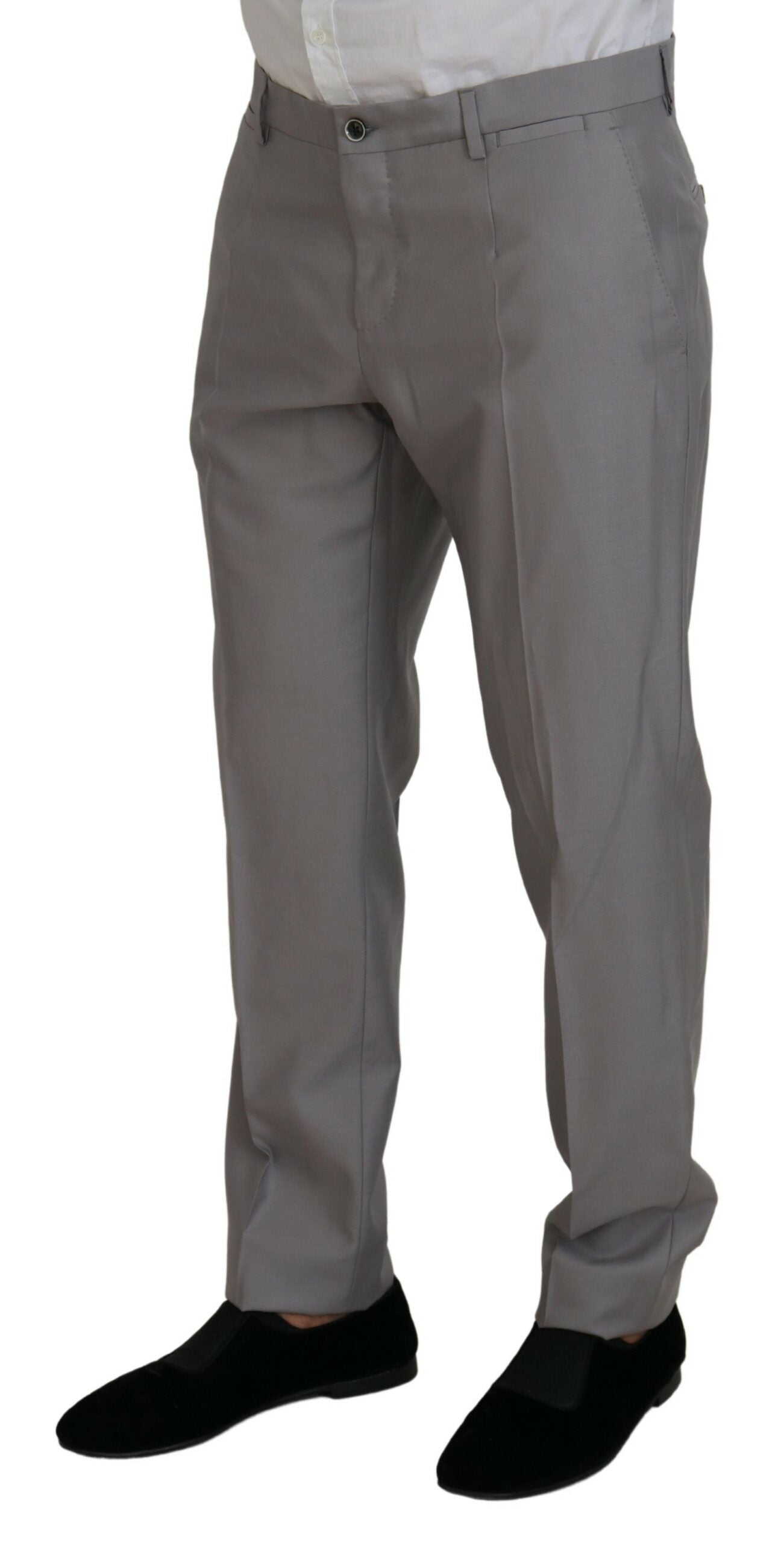 Dolce & Gabbana Men's Silver Wool Silk 3 Piece Slim Fit Suit