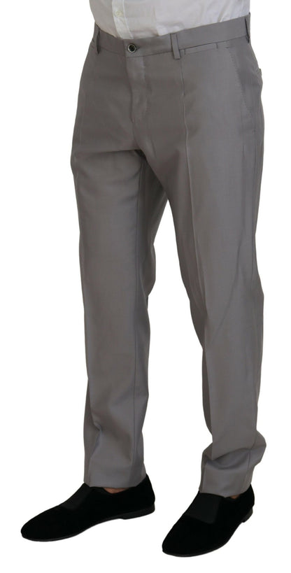 Dolce & Gabbana Men's Silver Wool Silk 3 Piece Slim Fit Suit