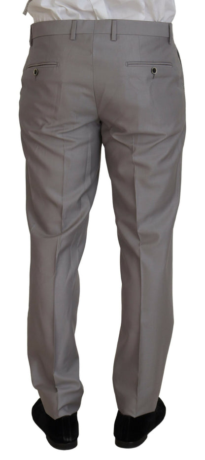 Dolce & Gabbana Men's Silver Wool Silk 3 Piece Slim Fit Suit