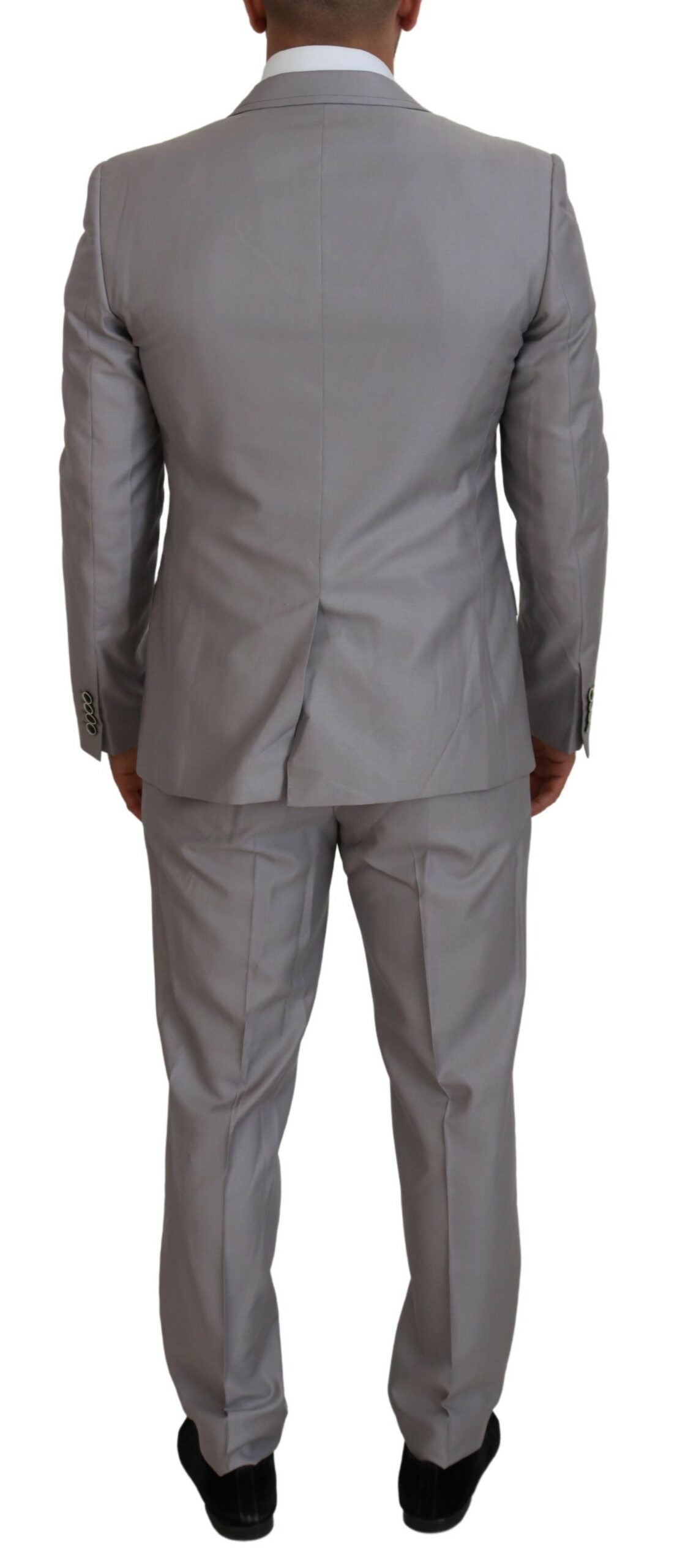 Dolce & Gabbana Men's Silver Wool Silk 3 Piece Slim Fit Suit