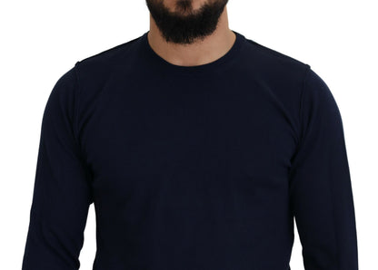 Paolo Pecora MIlano Men's Blue Cotton Crewneck Pullover Sweater