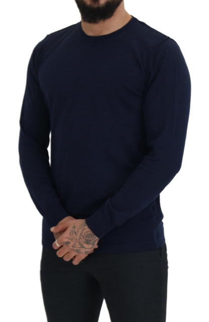 Paolo Pecora MIlano Men's Blue Cotton Crewneck Pullover Sweater