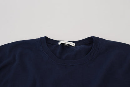 Paolo Pecora MIlano Men's Blue Cotton Crewneck Pullover Sweater