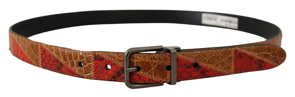 Belt by Dolce & Gabbana for men in chrome & leather multicolor features an artisanal silhouette, showcasing the artisanal craftsmanship of the Chrome & Leather Belt collection for a artisanal finish.