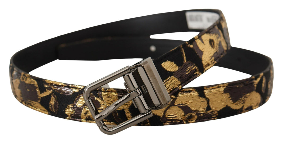 Belt by Dolce & Gabbana for men in leather & metal black, multicolor & jacquard features a bohemian chic silhouette, showcasing the bohemian chic Leather & Metal Belt design with a sophisticated bohemian chic finish.