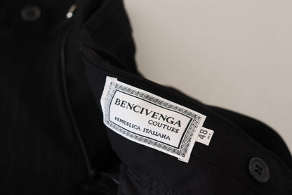 Bencivenga Black Cotton Straight Fit Men Formal Pants
