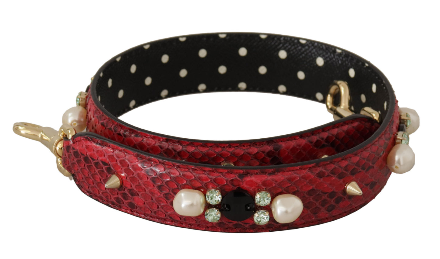 Shoulder Strap by Dolce & Gabbana for unisex in python leather gold & red features an stylish design, beautifully completing the signature look of the Python Leather Shoulder Strap.