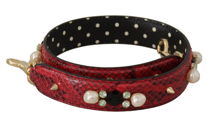 Shoulder Strap by Dolce & Gabbana for unisex in python leather gold & red features an stylish design, beautifully completing the signature look of the Python Leather Shoulder Strap.