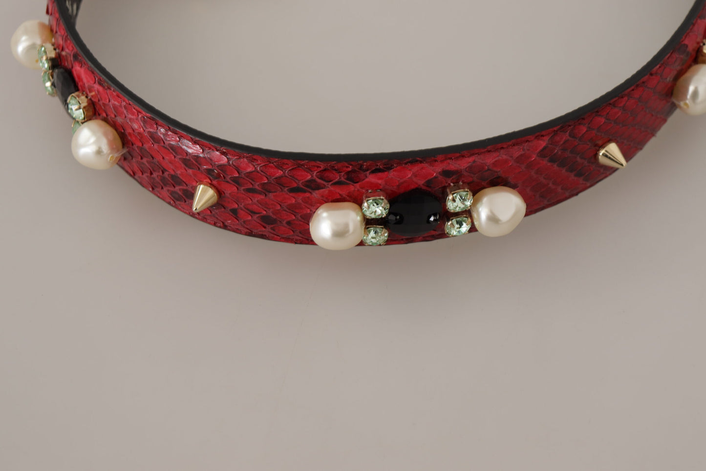 Shoulder Strap by Dolce & Gabbana for unisex in python leather gold & red showcases a enviable design, perfect for elevating any ensemble as part of the Python Leather Shoulder Strap collection.