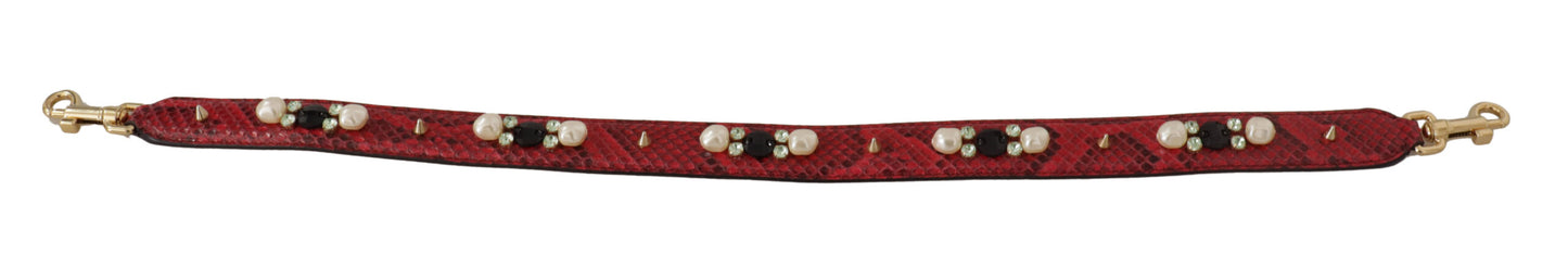 Shoulder Strap by Dolce & Gabbana for unisex in python leather gold & red features a chic design, presenting a refined view of the Python Leather Shoulder Strap with a chic finish.