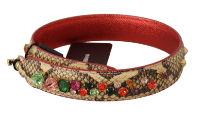 Shoulder Strap by Dolce & Gabbana for unisex in python leather beige & gold features a dynamic silhouette, artfully enhancing the dynamic design of this Python Leather Shoulder Strap.