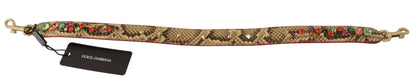 Shoulder Strap by Dolce & Gabbana for unisex in python leather beige & gold features a contemporary design, highlighting the distinctive style of the Python Leather Shoulder Strap with a contemporary finish.