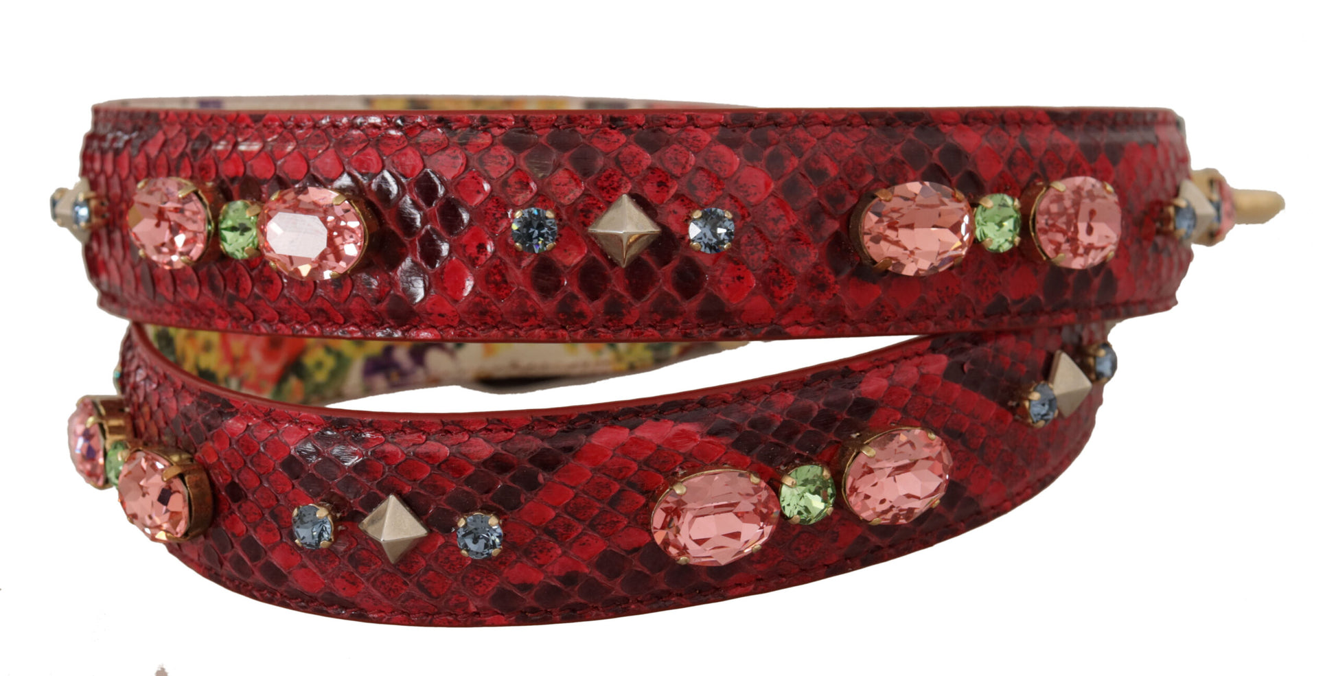 Shoulder Strap by Dolce & Gabbana for unisex in python leather gold, red & signature features a chic design, presenting a refined view of the Python Leather Shoulder Strap with a chic finish.