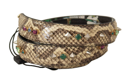Shoulder Strap from Dolce & Gabbana for unisex in exotic leather & crystal beige & gold features an on trend design from the Exotic Leather Crystal Shoulder Strap collection, highlighting a premium look.