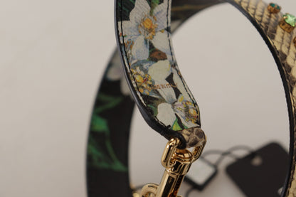 Shoulder Strap by Dolce & Gabbana for unisex in exotic leather & crystal beige & gold features a chic design, presenting a refined view of the Exotic Leather Crystal Shoulder Strap with a chic finish.