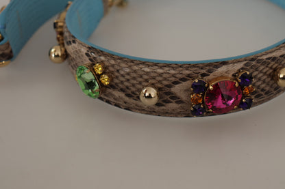 Shoulder Strap by Dolce & Gabbana for unisex in exotic leather & crystal brown & gold showcases a enviable design, perfect for elevating any ensemble as part of the Exotic Leather Crystal Shoulder Strap collection.