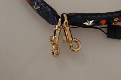 Shoulder Strap from Dolce & Gabbana for unisex in exotic leather & crystal blue & gold features an on trend design from the Exotic Leather Crystal Shoulder Strap collection, highlighting a premium look.