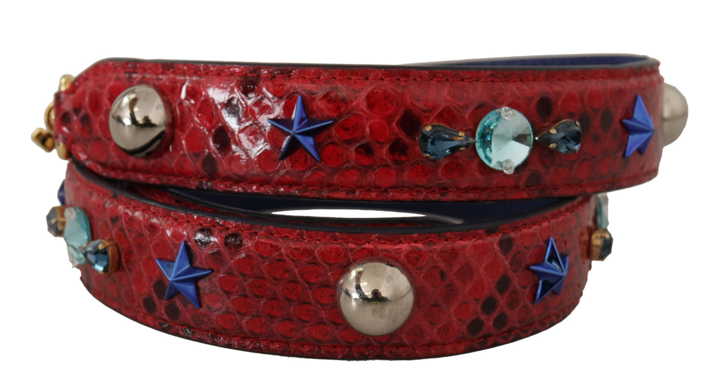 Shoulder Strap by Dolce & Gabbana for women in python leather gold & red features a contemporary design, highlighting the distinctive style of the Python Leather Shoulder Strap with a contemporary finish.