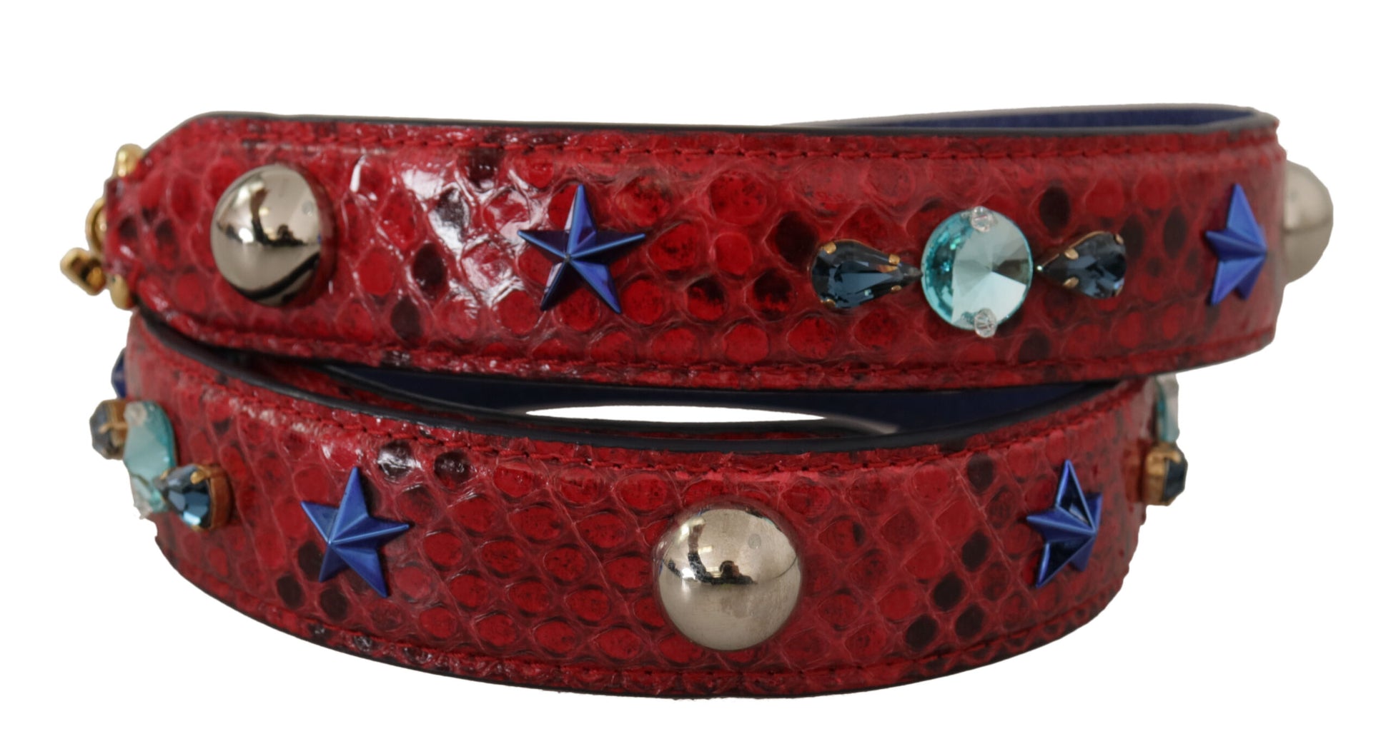Shoulder Strap by Dolce & Gabbana for women in python leather gold & red features a contemporary design, highlighting the distinctive style of the Python Leather Shoulder Strap with a contemporary finish.