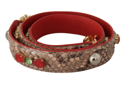 Shoulder Strap by Dolce & Gabbana for unisex in python leather brown & gold features an stylish design, beautifully completing the signature look of the Python Leather Shoulder Strap.