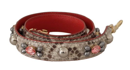 Shoulder Strap by Dolce & Gabbana for unisex in python leather beige & gold features a chic design, presenting a refined view of the Python Leather Shoulder Strap with a chic finish.