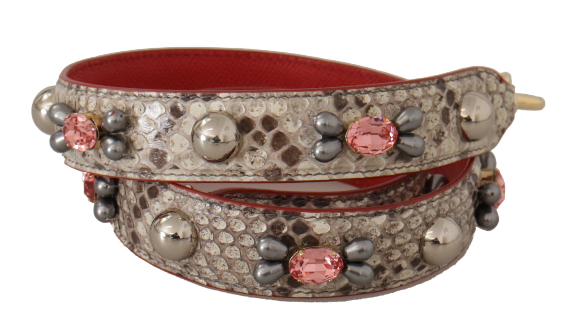 Shoulder Strap by Dolce & Gabbana for unisex in python leather beige & gold features a chic design, presenting a refined view of the Python Leather Shoulder Strap with a chic finish.
