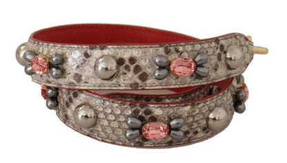 Shoulder Strap by Dolce & Gabbana for unisex in python leather beige & gold features a chic design, presenting a refined view of the Python Leather Shoulder Strap with a chic finish.