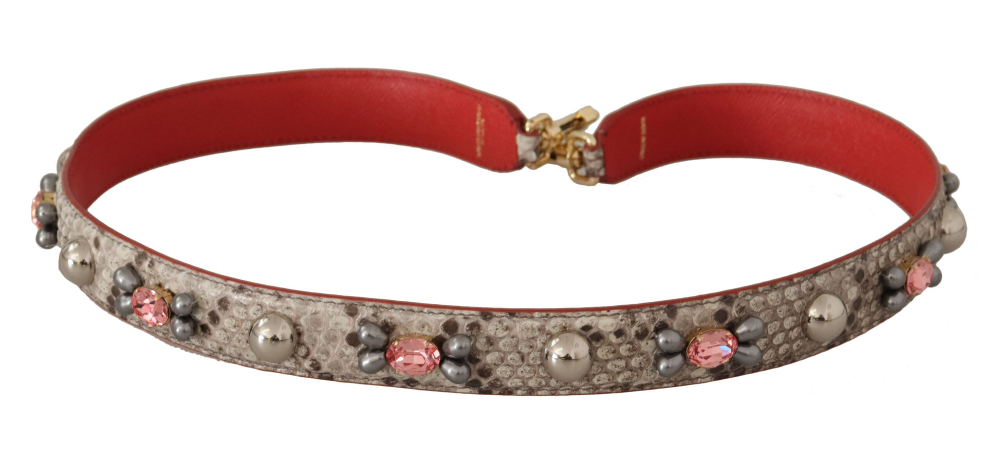 Shoulder Strap by Dolce & Gabbana for unisex in python leather beige & gold features a dynamic silhouette, artfully enhancing the dynamic design of this Python Leather Shoulder Strap.