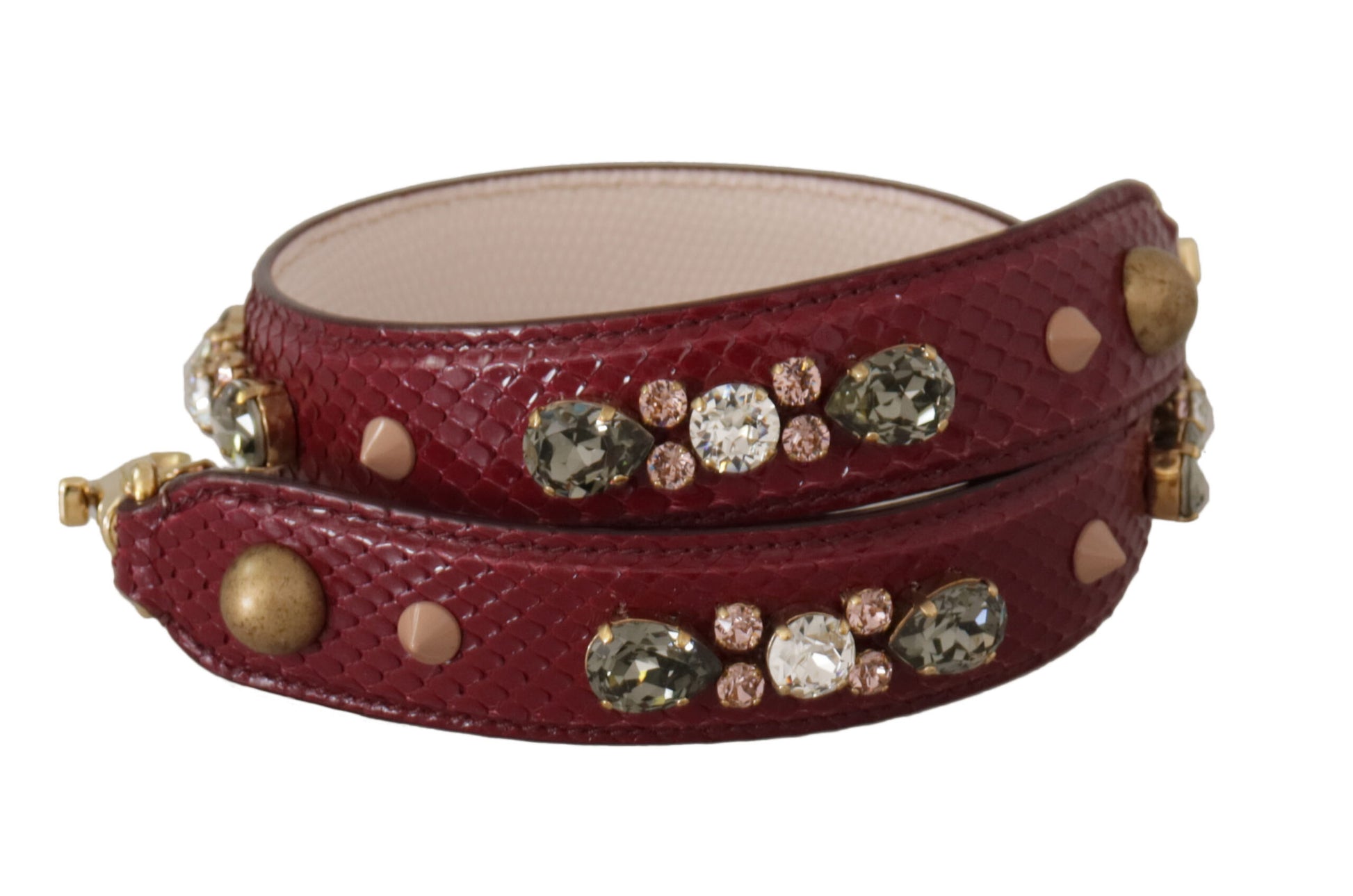 Shoulder Strap by Dolce & Gabbana for unisex in python leather bordeaux, gold & red showcases a enviable design, perfect for elevating any ensemble as part of the Python Leather Shoulder Strap collection.