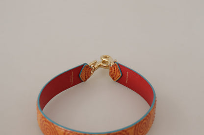 Shoulder Strap from Dolce & Gabbana for unisex in leather & metal gold, orange & print features an on trend design from the Leather Metal Shoulder Strap collection, highlighting a premium look.