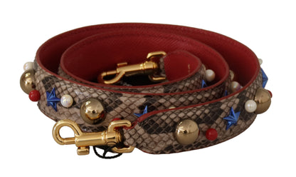Shoulder Strap by Dolce & Gabbana for unisex in python leather brown & gold features a dynamic silhouette, artfully enhancing the dynamic design of this Python Leather Shoulder Strap.