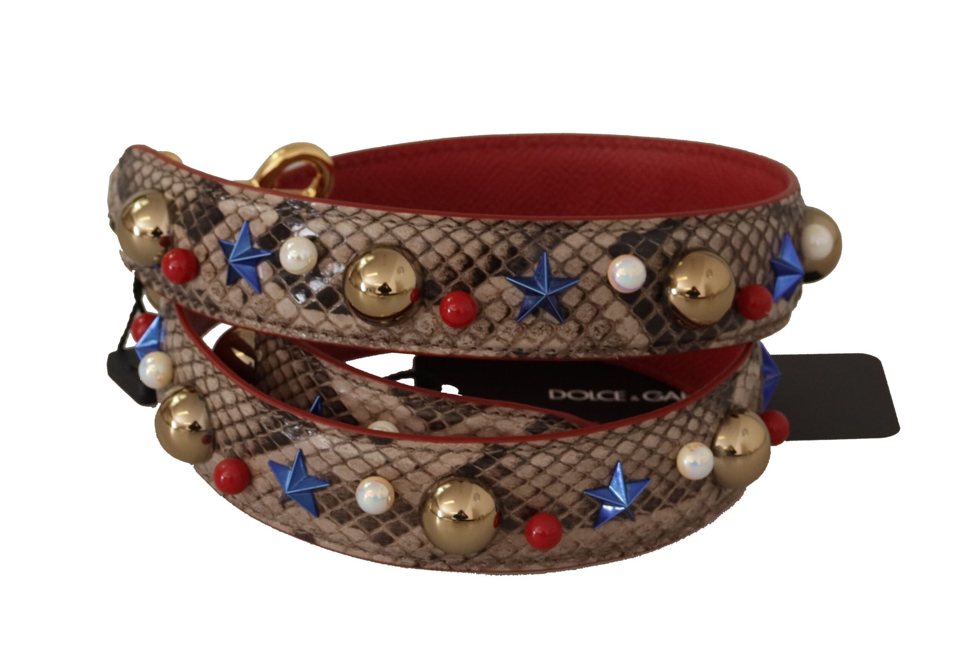 Shoulder Strap by Dolce & Gabbana for unisex in python leather brown & gold features an stylish design, beautifully completing the signature look of the Python Leather Shoulder Strap.