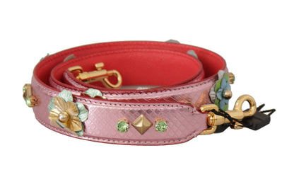 Shoulder Strap by Dolce & Gabbana for unisex in leather & metal gold & pink features a chic design, presenting a refined view of the Leather Metal Shoulder Strap with a chic finish.